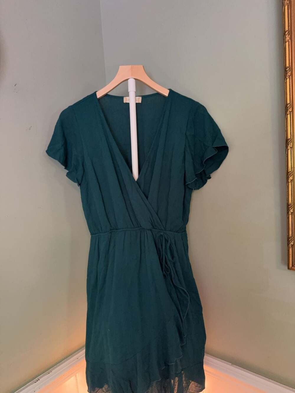 Altar'd State Teal Ruffle Wrap Dress Size L